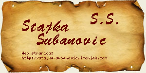 Stajka Subanović vizit kartica